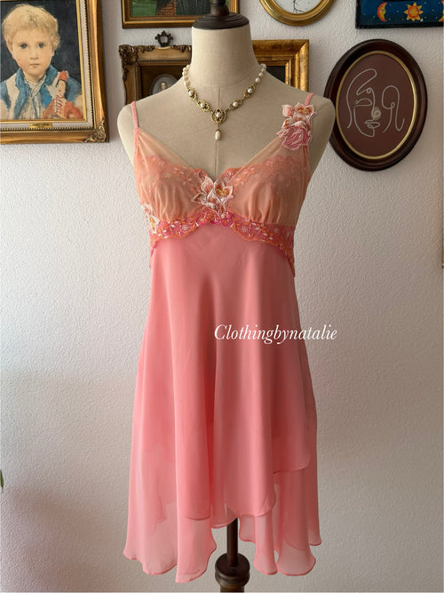 Coquette Orange Sheer Chiffon Babydoll size S