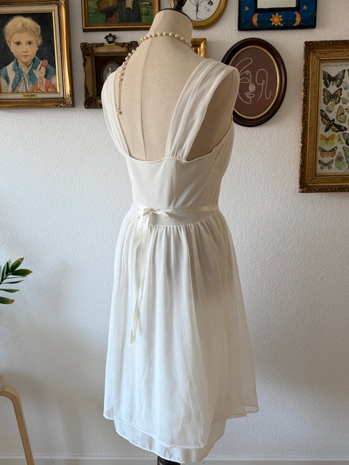 Vintage White Nylon Chiffon Peignoir Set Size S