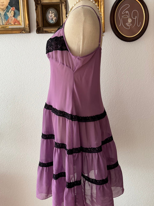 Black Purple Chiffon Babydoll size M