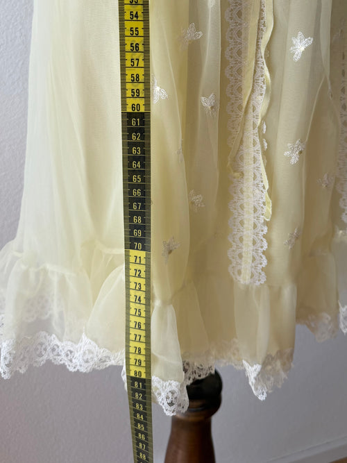 Vintage Yellow Nylon Nightgown size M