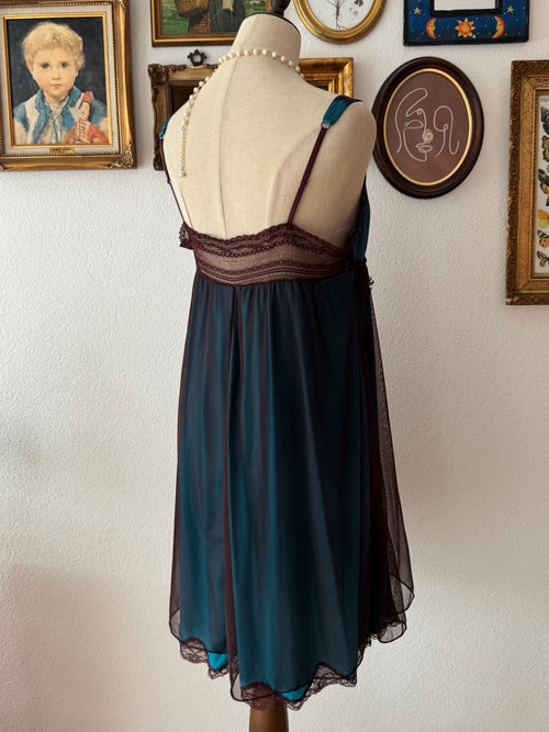 Whimsical Blue Brown Babydoll size M