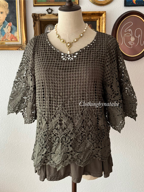 Fairy Green Knit Blouse size S
