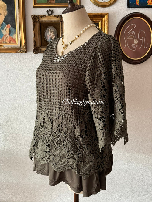 Fairy Green Knit Blouse size S