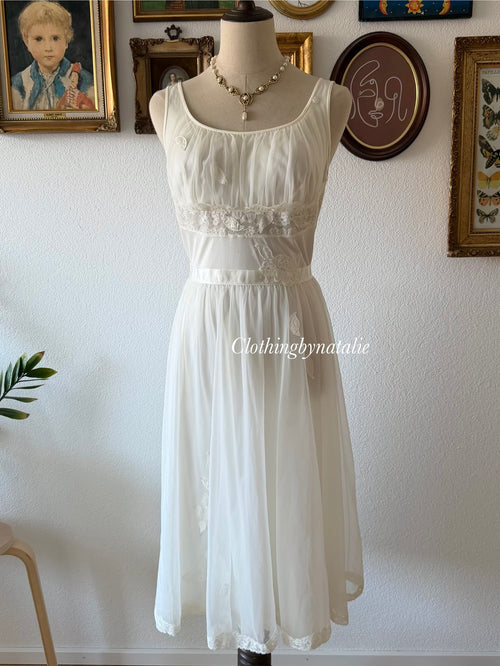 Shadowline White Nylon Chiffon Babydoll size S/M