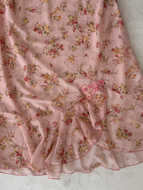 Floral Pink Mesh Slip Dress size S/M