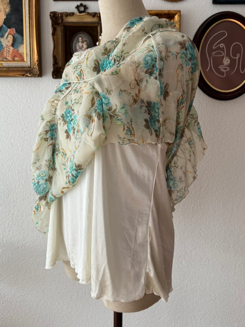Coquette Blue Floral Blouse size S