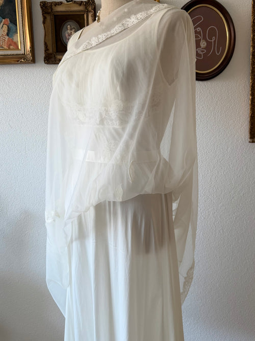 Shadowline White Nylon Chiffon Babydoll size S/M