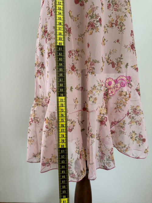 Floral Pink Mesh Slip Dress size S/M