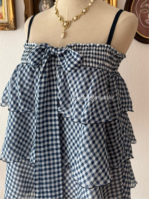 Blue Plaid Chiffon Babydoll size S/M