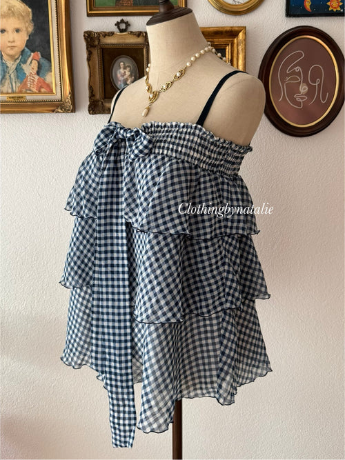 Blue Plaid Chiffon Babydoll size S/M
