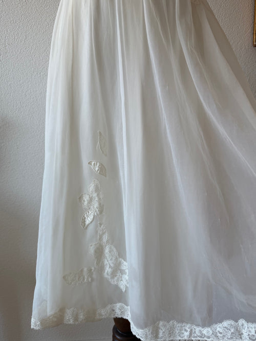 Shadowline White Nylon Chiffon Babydoll size S/M