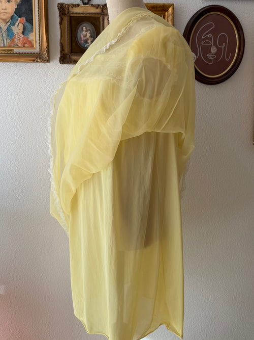 Yellow Nylon Milkmaid Nightgown size M
