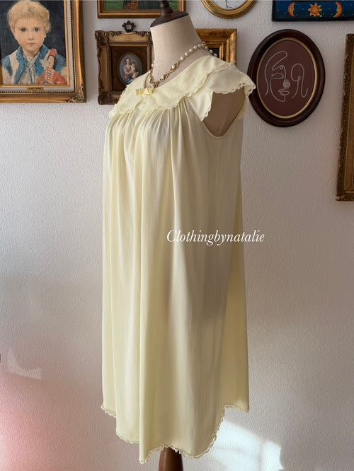 Shadowline Yellow Nylon Nightgown size S/small M