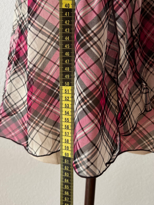 Pink Plaid Chiffon Blouse size S