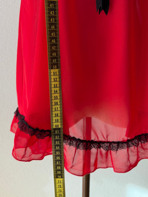 Whimsical Red Chiffon Babydoll size S