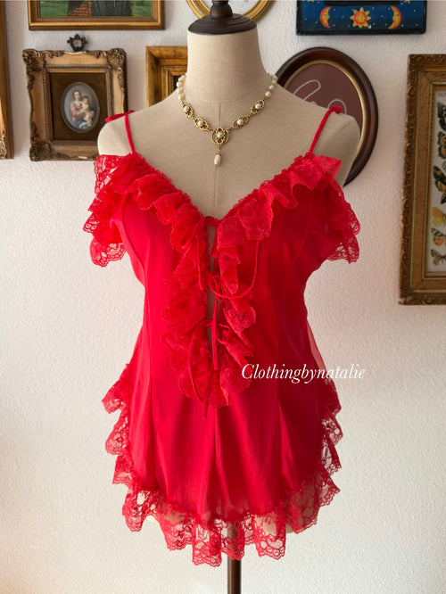Delicates Red Nylon Mini Dress size M/small L