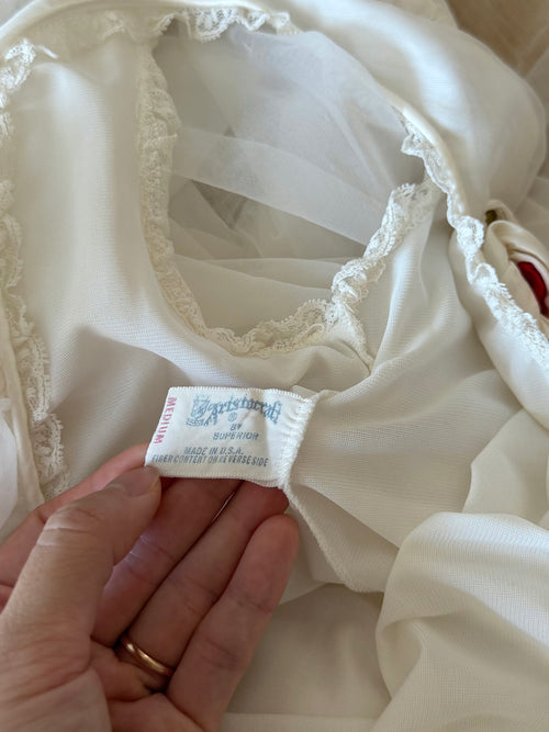 Vintage White Nylon Peignoir Set Size S