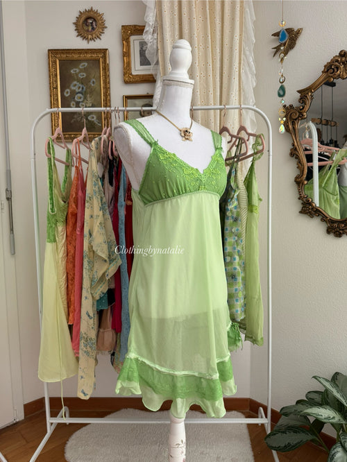 Fairy Green Chiffon Slip Dress (S/M)
