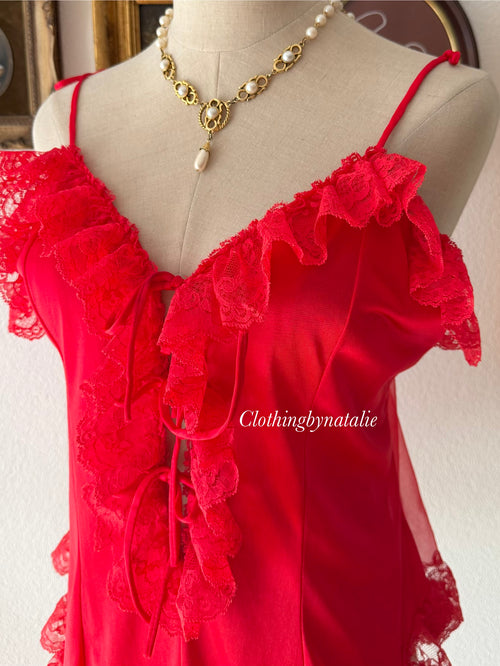 Delicates Red Nylon Mini Dress size M/small L