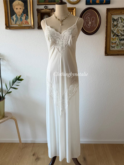 Vintage Bridal Maxi Nylon Peignoir Set Size S