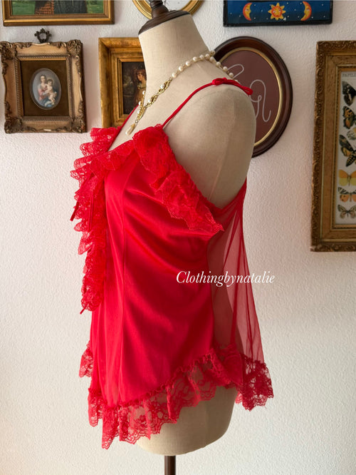 Delicates Red Nylon Mini Dress size M/small L