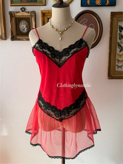 Black Red Nylon Mini Dress size M