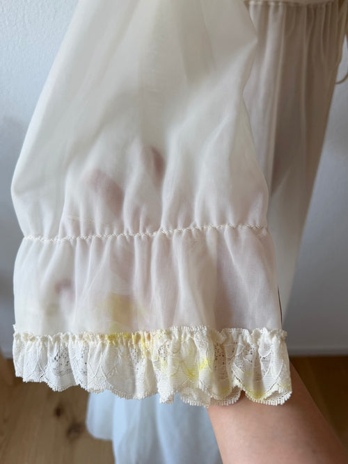 Victorian White Nylon Chiffon Robe Size S