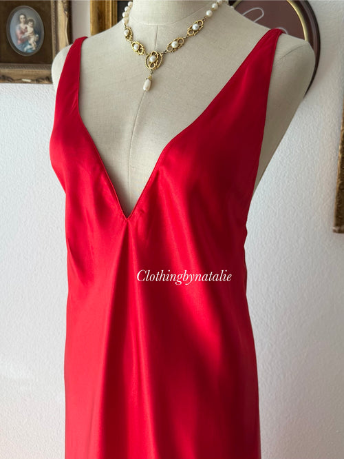 Frederick’s of Hollywood Red Maxi Satin Dress size M