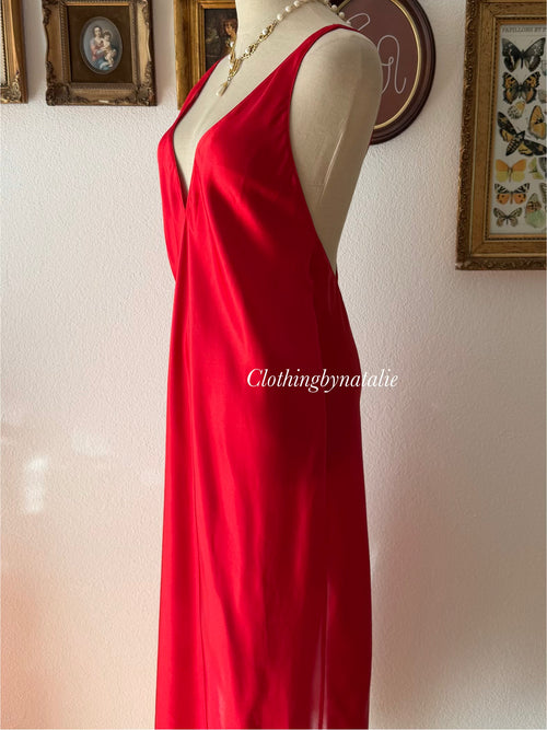 Frederick’s of Hollywood Red Maxi Satin Dress size M