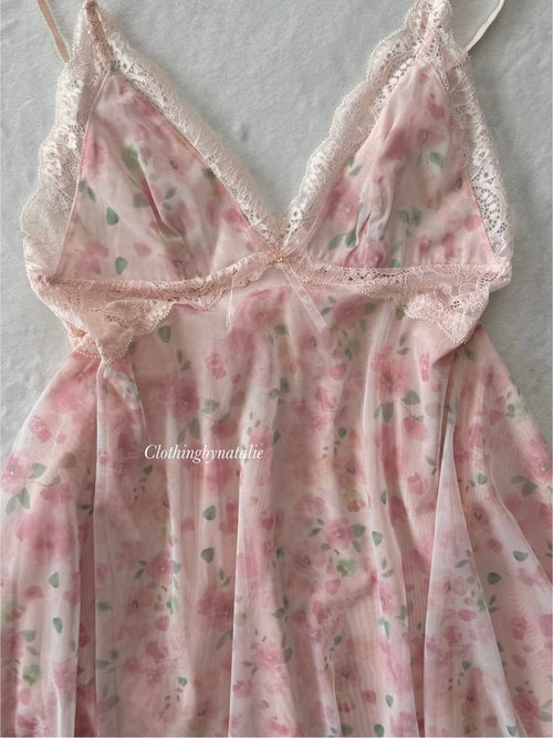 Floral Pink Mesh Babydoll size S/M