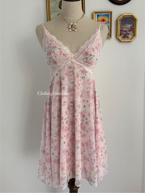 Floral Pink Mesh Babydoll size S/M