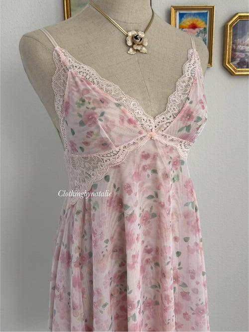 Floral Pink Mesh Babydoll size S/M