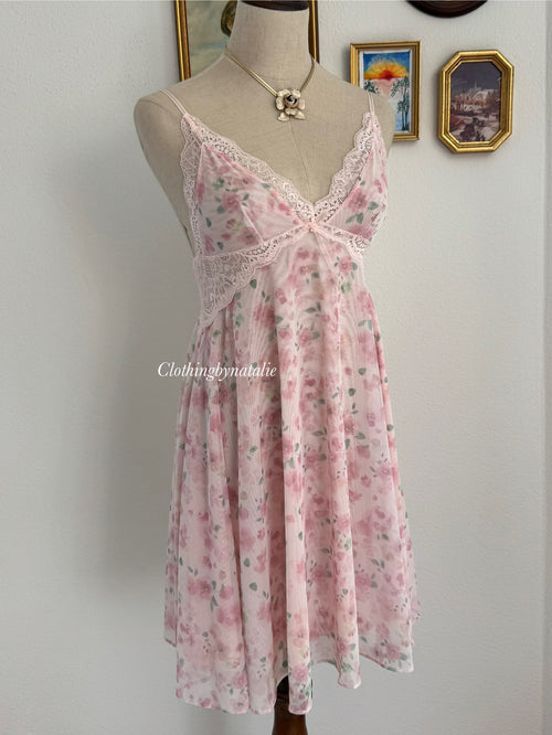 Floral Pink Mesh Babydoll size S/M