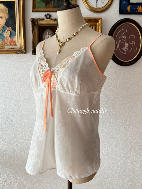 White Orange Chiffon Cami Size M