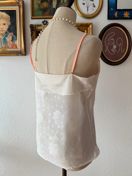 White Orange Chiffon Cami Size M