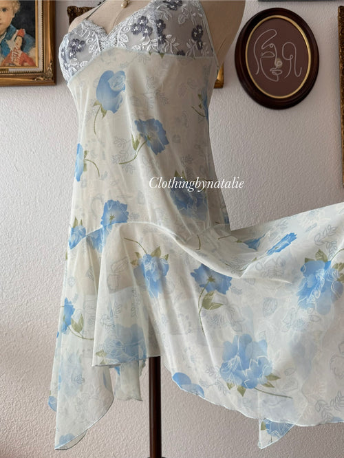 Blue Floral Halter Slip size S