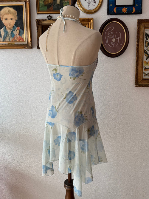 Blue Floral Halter Slip size S