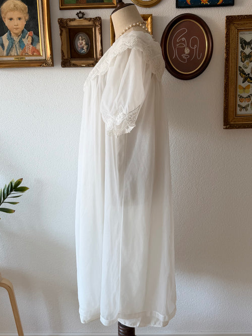 Babydoll White Nylon Robe Size M