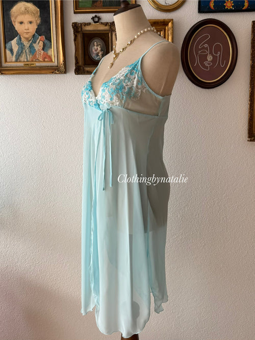 Ocean Blue Chiffon Slip size M