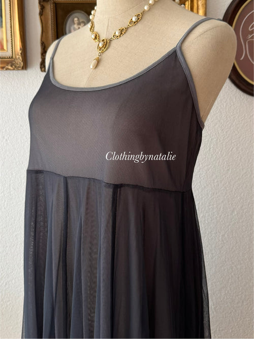 Asymmetrical Black Mesh Babydoll size M