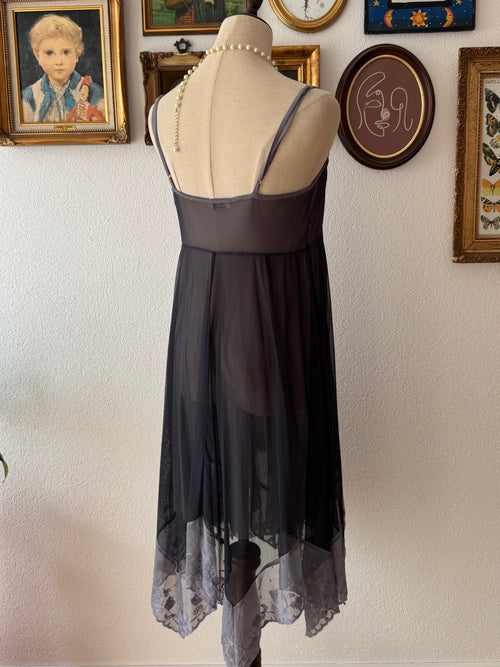 Asymmetrical Black Mesh Babydoll size M