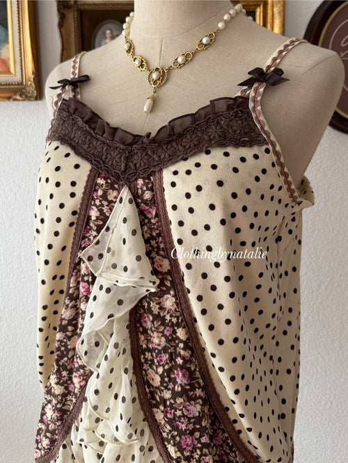 Brown Poka Dot Jersey Cami size L