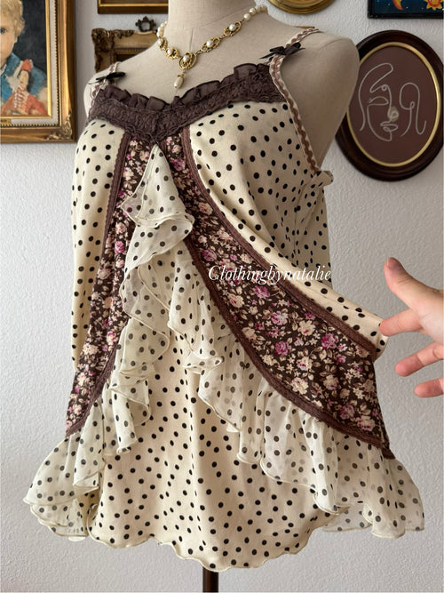 Brown Poka Dot Jersey Cami size L