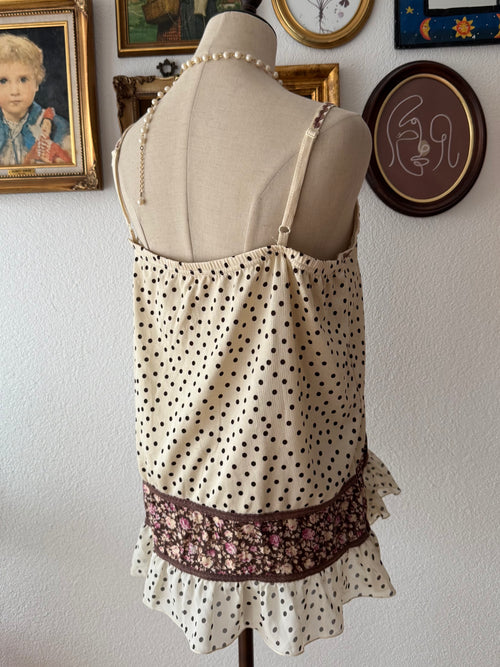 Brown Poka Dot Jersey Cami size L