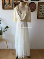 Val Mode Cream Nylon Maxi Peignoir Set Size M