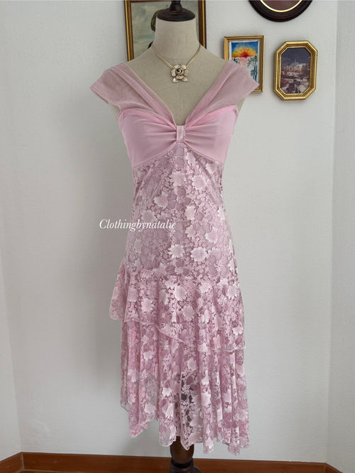 Pink Lace Midi Gown Size XS/S