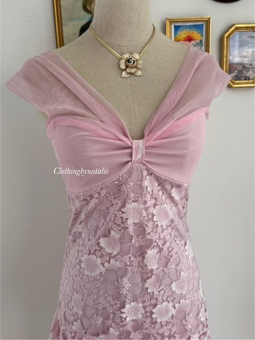 Pink Lace Midi Gown Size XS/S