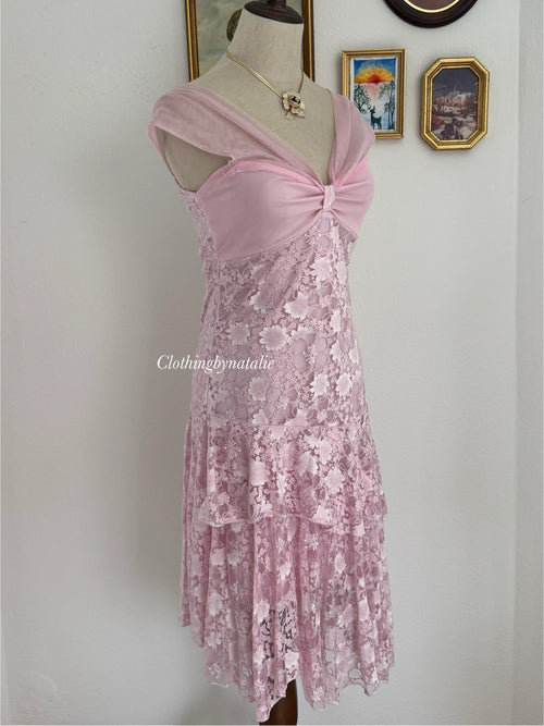 Pink Lace Midi Gown Size XS/S