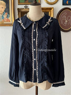Navy Long Sleeve Blouse Size S