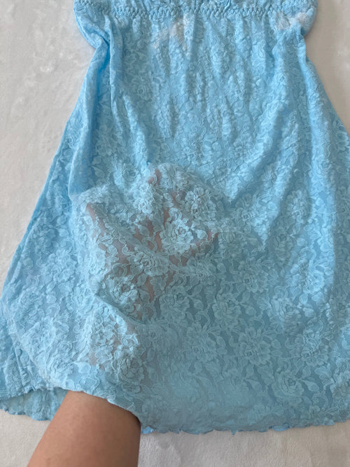 Hanky Panky Blue Lace Slip Dress (S)